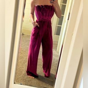 Velvet Pleated Bust Jumpsuit